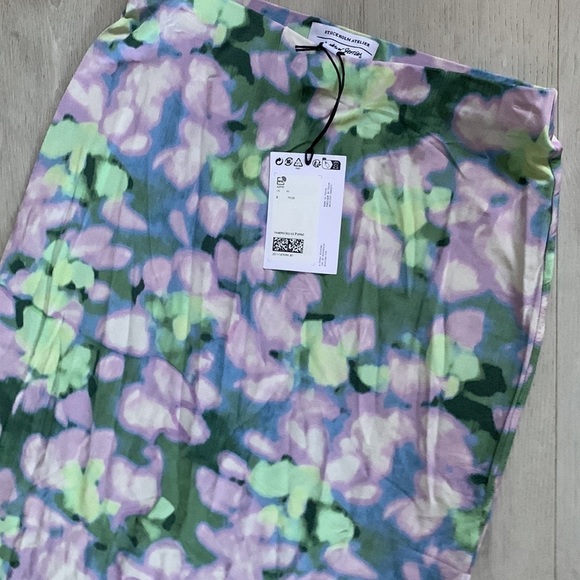 & Other Stories floral midi skirt pencil NWT watercolor‎ stretching casual sz XS - Picture 4 of 10